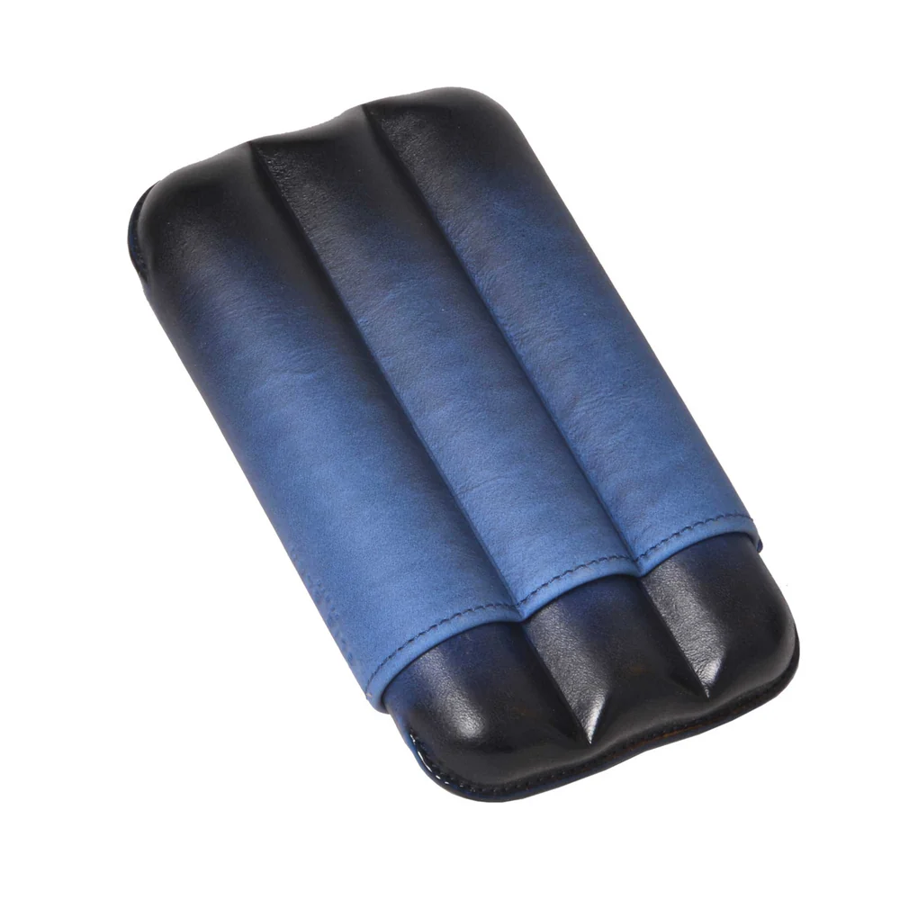 Cigar Case - Elie Bleu 27mm Blue - 3 Cigars