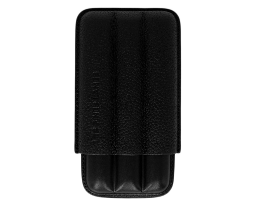 Cigar Case - Les Fines Lames Pebble Leather Black - 3 Cigars