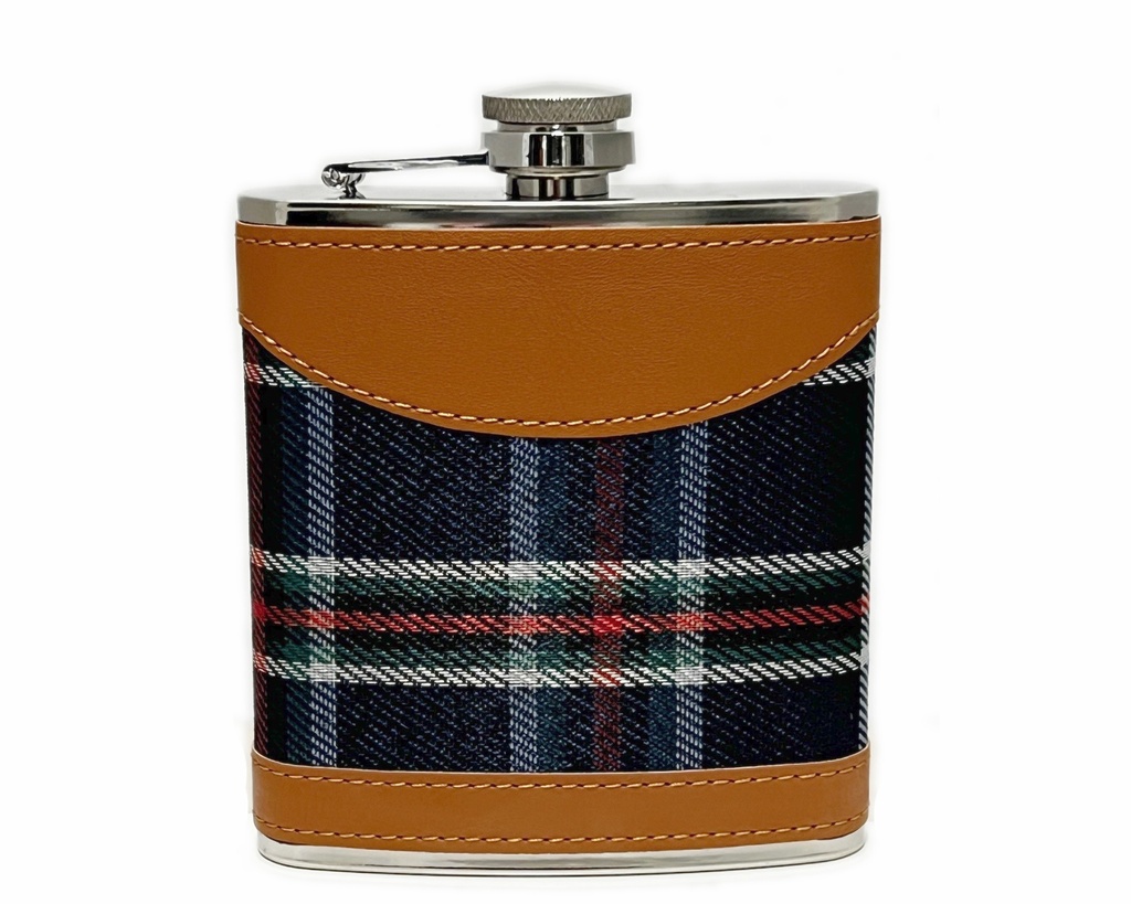 Hip Flask - Lubinski Tartan + Funnel - 6Oz