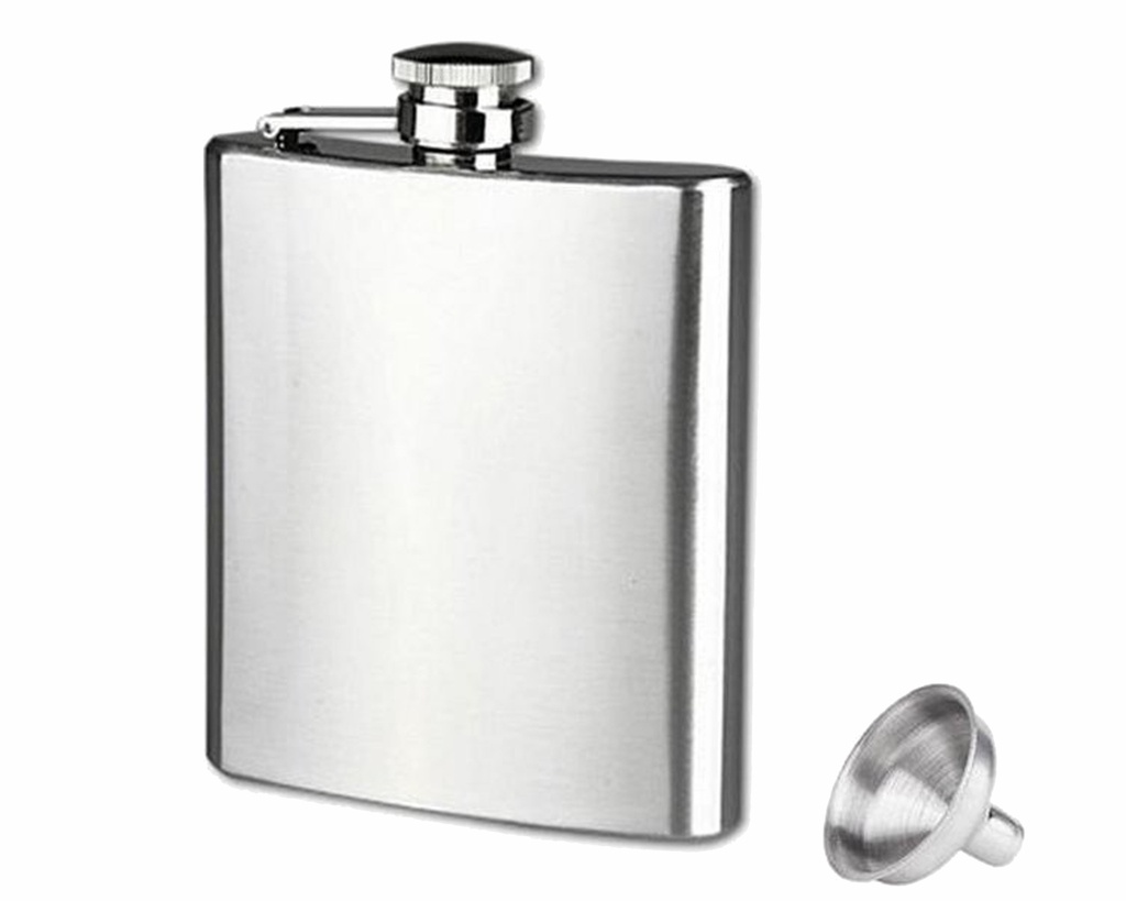 Hip Flask - Lubinski Polished + Funnel - 6Oz