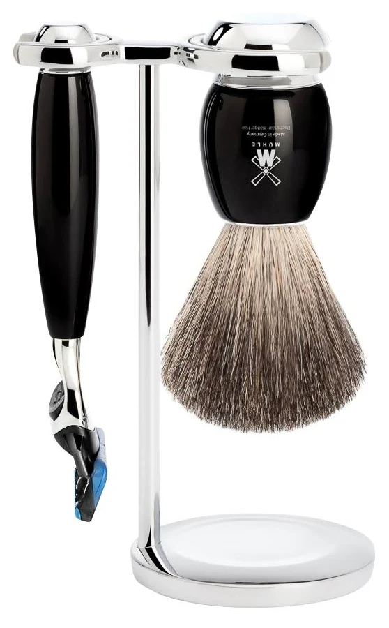 Shaving Accessories - Mühle Vivo Set Of 3 Fusion Razor, Brush & Holder Black