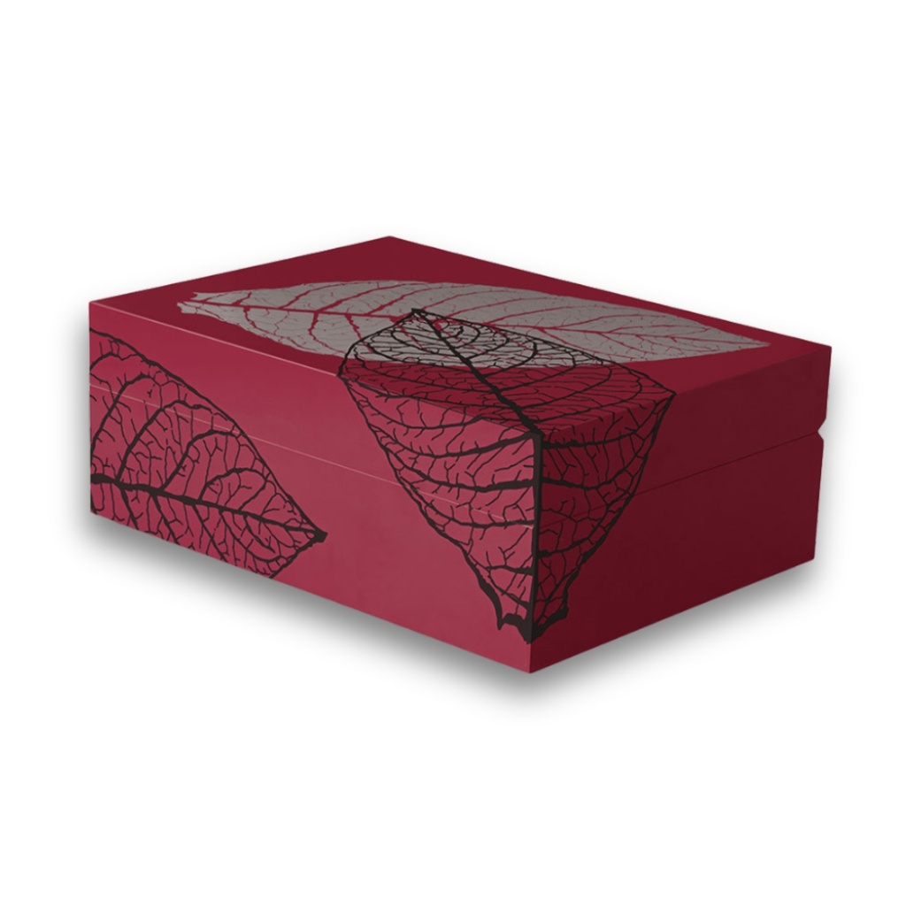 Humidor - Zino Graphic Leaf Red - 50 Cigars