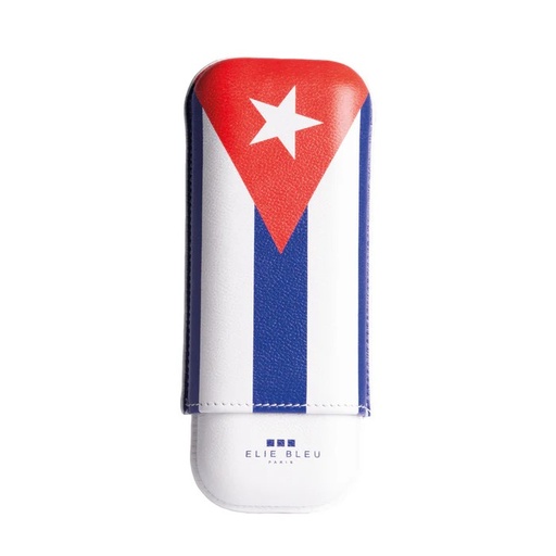 [12351] Cigar Case - Elie Bleu 27mm Cuban Flag - 2 Cigars