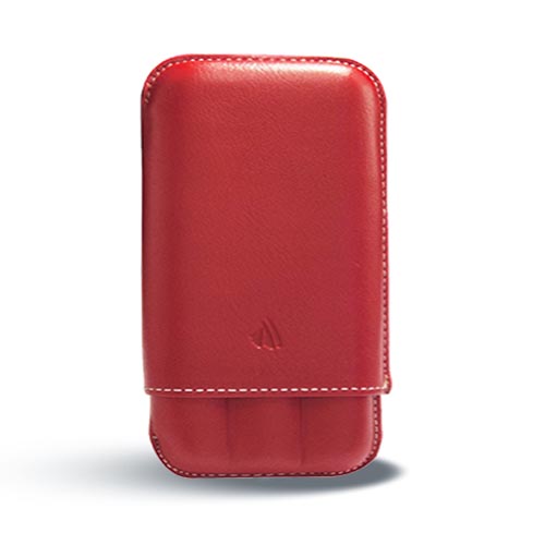 [13258] Cigar Case - Recife Chesterfield Culture Poppy Red - 3 Cigars