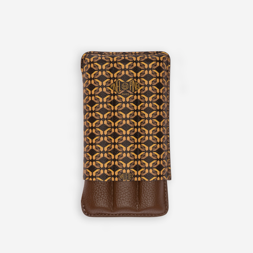 [16126] Cigar Case - Pinel Et Pinel Triple D24 Coated Canvas Mocaccino - 3 Cigars