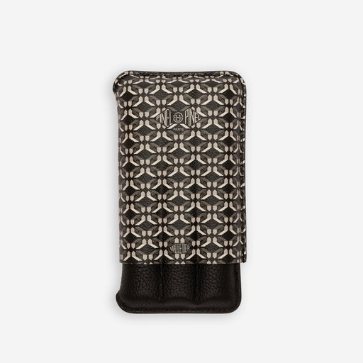 [16127] Cigar Case - Pinel Et Pinel Triple D24 Coated Canvas Perfect Black - 3 Cigars