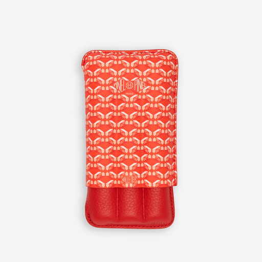 [16128] Cigar Case - Pinel Et Pinel Triple D24 Coated Canvas Poppy - 3 Cigars