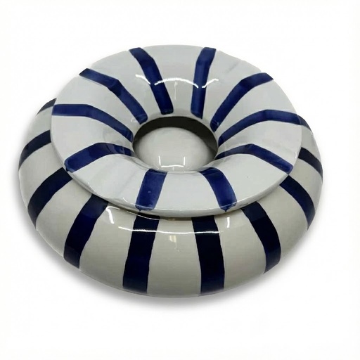 [16211] Ashtray - Dominique London Big Moroccan Blue Stripes - 4 Cigars