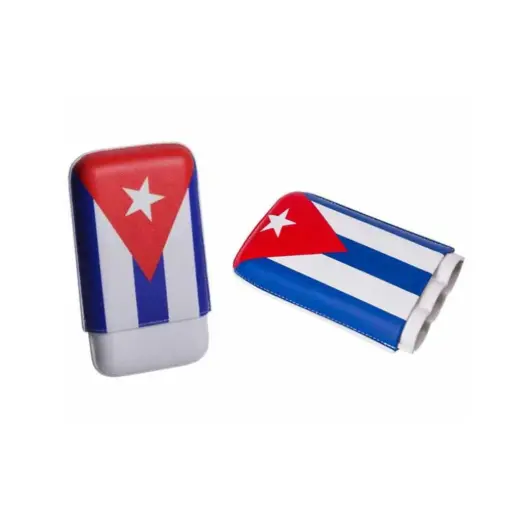 [16248] Cigar Case - Cuban Flag R60 - 3 Cigars