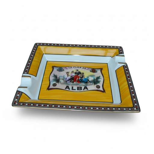 [16480] Ashtray - Elie Bleu Alba Yellow - 2 Cigars
