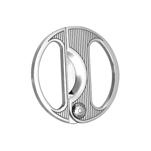[16965] Cigar Cutter - Elie Bleu Round Silver Pinstripe