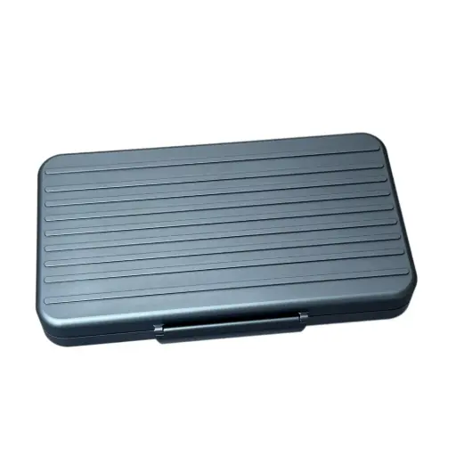[17230] Humidor - Vb Travel Aluminium Stripes Gunmetal - 5 Cigars