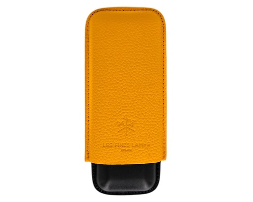 [17988] Cigar Case - Les Fines Lames Pebble Leather Yellow - 2 Cigars