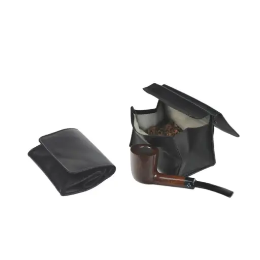 [18575] Pipe Tobacco Pouch - Sasieni Container Nappa Black